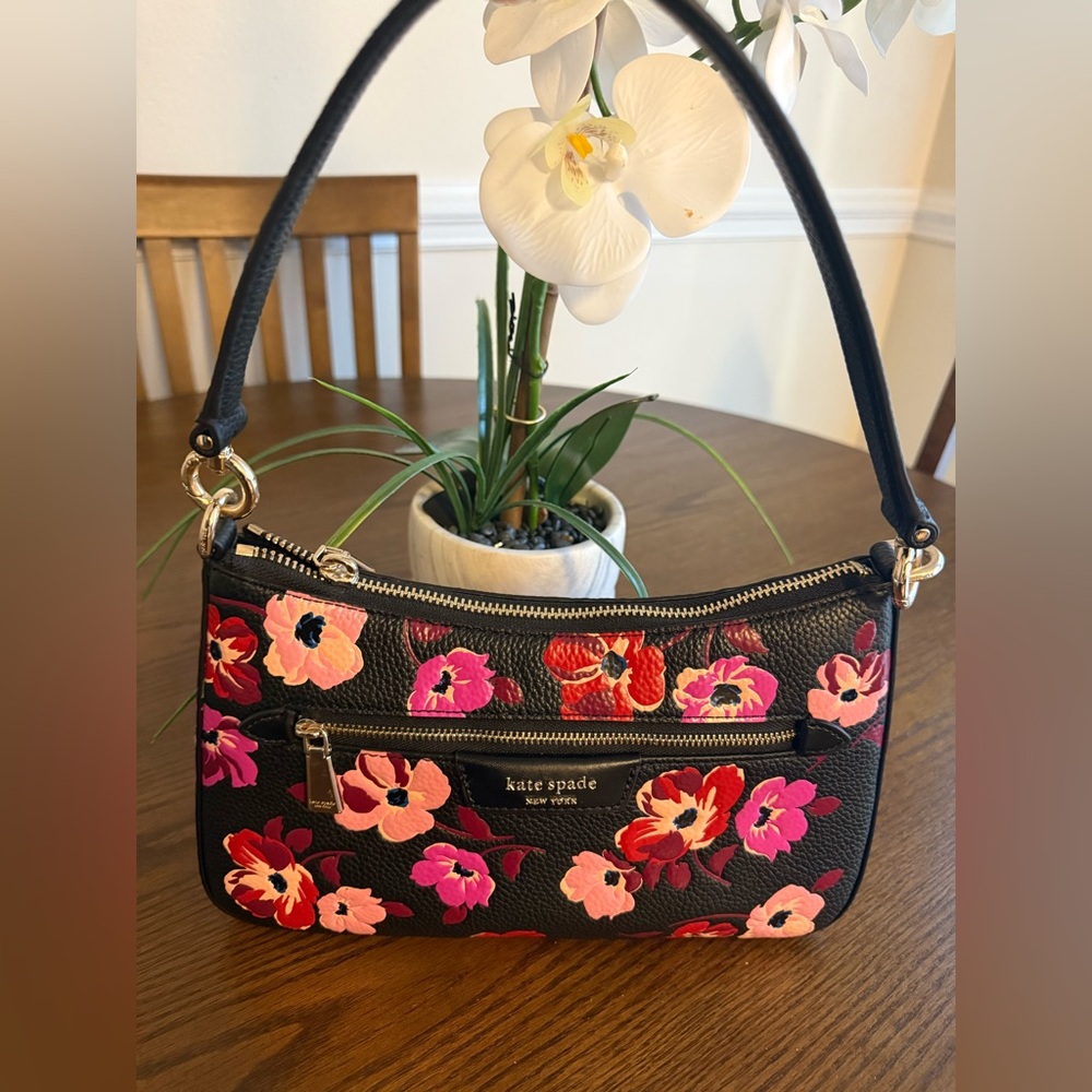 Kate Spade Black and Pink Floral Shoulder Bag
